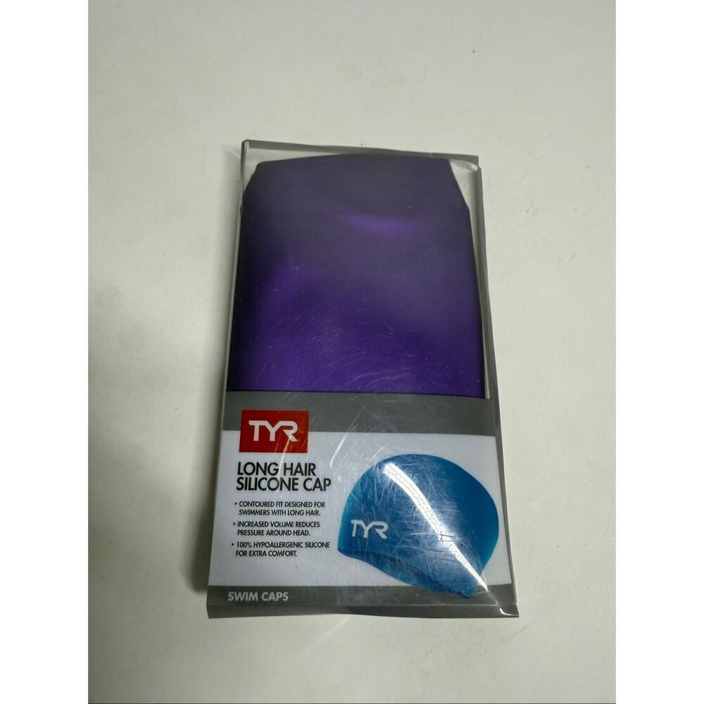 TYR Sport Long Hair Wrinkle- Silicone Swim Cap Purple